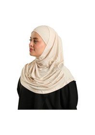 Resim Hürrem Bone Bej Pratik Hazır Geçmeli Tesettür Eşarp Viskon Boneli Büyük Boy 1290bv 12 bej 
