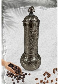 Resim Döküm Gümüş Büyük Biber Değirmeni, Baharat Değirmeni Kahverengi 