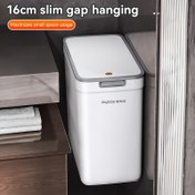 Resim 16cm İnce Boşluk Asılı, 9.01 L/9 Litre Ultra-İnce Plastik Çöp Kutusu, Pop-Up Kapaklı, Mini Atık Sepeti Mutfak, Yatak Odası, Ofis, Çamaşır Odası, RV Köpek-İtici Çöp Kutusu (Beyaz) 
