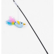 Resim Tüylü Kedi Oltası Peluş Kuşlu Kedi Oyun Oltası 46 CM 