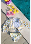Resim Kız Çocuk Papatya Desenli Pareolu Bikini Takımı 3'lü Set-sarı-beyaz Beyaz - Sarı 