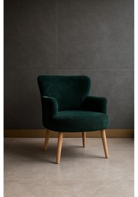 Resim Waterybrook Modern Welsoft Berjer Koltuk Demonte Ahşap Ayak 12 Renk Seçeneği - Yeşil Yeşil 