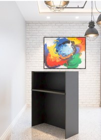 Resim Resital Ledli Karşılama Bankosu G-90 Cm Ofis Kasa Resepsiyon Masası Banko-003-2-4 