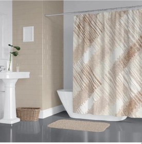 Resim Banyo Perdesi 2x120x200 Çift Kanat Duş Perdesi Halka Hediyeli 4250 Çok Renkli 