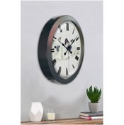 Resim Bahat Kedili Salon Ofis Duvar Saati Gri Metal Çerçeve 36 Cm 