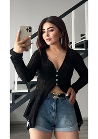 Resim Katlama Detaylı Denim Şort Mavi 