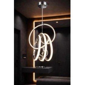 Resim Aura Lighting Aura Lıghtıng Krom Imza Model 3 Renk LED Modern Antre/hol, Mutfak Banyo Avizesi(Beyaz Sarı Günışığı) 