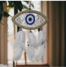 Resim Nazar Boncuğu Motifli Göz Model Duvar Süsü El İşçiliği Duvar Deko 