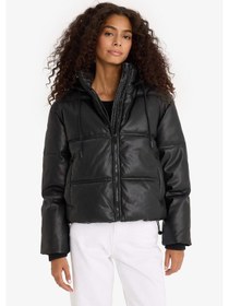 Resim Defacto Regular Fit Kapüşonlu Polar Astarlı Suni Deri Mont F2142ax25wnbk27 Siyah-bk27 