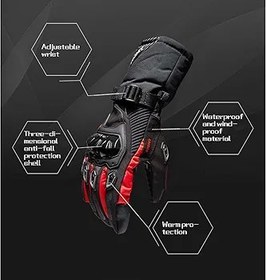 Resim MTR Kış Sıcak Motosiklet Eldivenleri Su Geçirmez Dokunmatik Ekran Tam Parmaklı Eldiven Profesyonel Sürüş Eldivenleri, Kalın ve Uzatılmış Stil, Mavi, XXL 