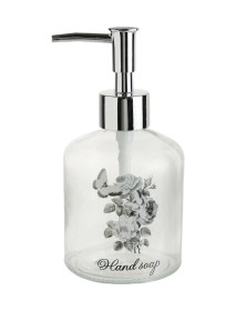 Resim 2 Adet Cam Sıvı Sabunluk,çiçekli 300ml Banyo Seti 7,6x15,5cm Çok Renkli 