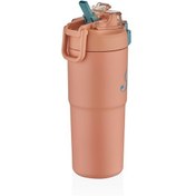 Resim Shotay ST-8133 Çift Kullanım Pipetli/Rahat İçim Pembe 750ml Çelik Matara 