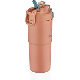 Resim Shotay ST-8133 Çift Kullanım Pipetli/Rahat İçim Pembe 750ml Çelik Matara 