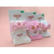 Resim BUKAWEAR Kız Bebek Pembe Külotlu Çorap Aksesuarlı 3 lü Set 