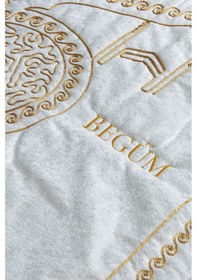 Resim Kişiye Özel İsimli Eşli Çift Seccadesi Kadife Çeyizlik Kalpli Seccade Bohçalık Hediyelik Set Siyah - Beyaz 