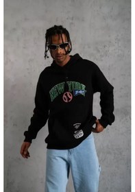 Resim Etiler Collection Emh Store Erkek Baskılı Kapüşonlu Sweatshirt - Siyah SIYAH 