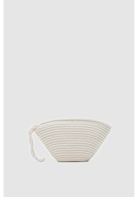 Resim Shule Bags Rome Handmade Hasır Clutch Çanta Krem Krem 