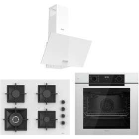 Resim Ferre White FryArt 3 lü Ankastre Set ( QEP63CB - SC406-WFA - D087 ) 65 cm Wok Bek Ocak 