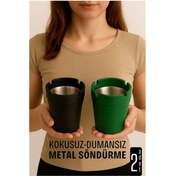 Resim ModaCar Kokusuz Dumansız Küllük - 2 li Küllük Seti Kafe Küllüğü Restoran Küllüğü Masaüstü Küllük 