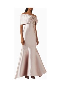Resim Ac By Aanchal Chanda Crystal - Embellished Gown Kristal Işlemeli Balık Form Maxi Kadın Elbise Pembe 