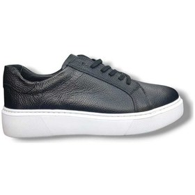 Resim Growish Ge0065-12 Hakiki Floter Deri Koku Yapmaz Erkek Sneaker Ayakkabı Siyah Floter Siyah 