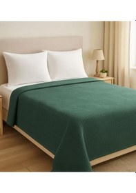 Resim Nira Yeşil %100 Pamuk Yüksek Kalite Tek Kişilik Pike Yeşil 