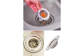 Resim Paslanmaz Metal Lavabo Süzgeci, Pratik ve Dayanıklı Temizlik Aksesuarı 