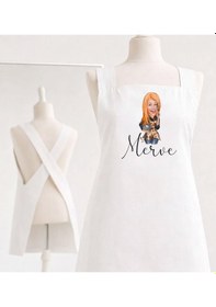 Resim Bk Gift Kişiye Özel Karikatürlü Çapraz Askılı Beyaz Mutfak Önlüğü - 10, Aşçı Önlüğü, Şef Önlüğü, Anneye Hediye Kobitmeyencom35960 Bk Gift Renkli 