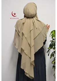 Resim 3 Katlı Şifon Sufle Pratik Şal Vizon 