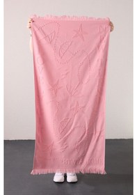 Resim Favora Trend %100 Pamuk Kabartmalı Plaj Havlusu - Pembe 