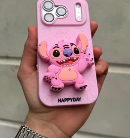 Resim Stitch Pembe Kılıf Silikon Parmaklık Modelli 