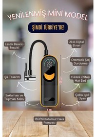 Resim Aimod Airslim Mini Taşınabilir Şarjlı Araba Hava Kompresörü Led Işıklı Oto Araç Lastik Top Şişirme Pompası Kablosuz 