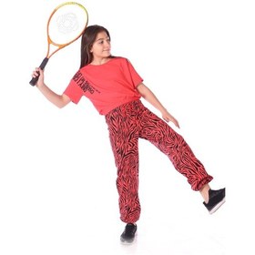Resim Toontoy Kids Toontoy Kız Çocuk Only I Can Yazılı Zebra Baskılı Eşofman Takım Nar Çiçeği 
