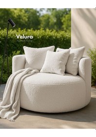 Resim Miz Berjer & Puf & Armut & Tekli Koltuk & Dinlenme Koltuğu - Beyaz Beyaz 