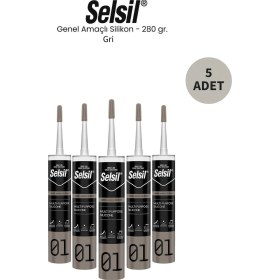 Resim Selsil Genel Amaçlı Gri Silikon 280 Gr. 5 Adet Gri 