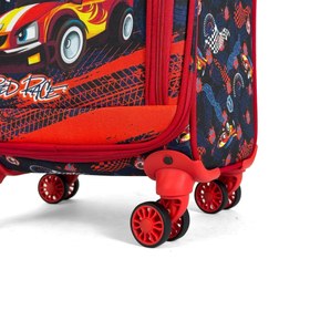 Resim Araba Desenli 4 Tekerlekli Çocuk Valizi, Eğlenceli Seyahat Arkadaşı - Araba Desenli 
