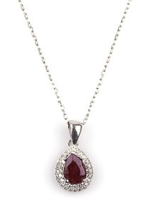 Resim Glass Filled Ruby ( Yakut ) Doğal Taş 925 Ayar Gümüş Kolye 