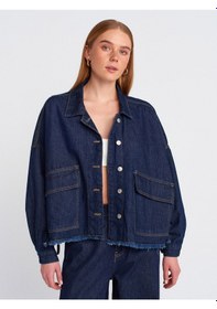 Resim Dilvin 65362 Rins Yıkama Oversize Denim Mont Lacivert 