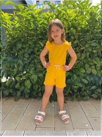 Resim My Kids Wear Fırfırlı Kız Çocuk Şort Takım Sarı 