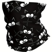 Resim Sevimli Kedi Başlıklı Baskılı Şal - Yumuşak Polyester, Ayarlanabilir Bağ, Moda Başlık, Elde Yıkanabilir, Şık Başlık | Eğlenceli Aksesuar | Rahat Başlık, Erkekler ve Kadınlar için Uygun Kedi Aksesuarları. 