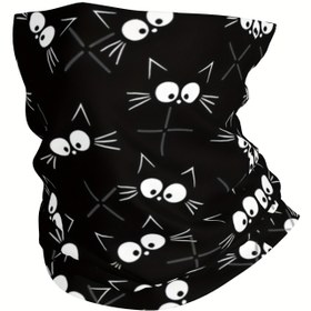 Resim Sevimli Kedi Başlıklı Baskılı Şal - Yumuşak Polyester, Ayarlanabilir Bağ, Moda Başlık, Elde Yıkanabilir, Şık Başlık | Eğlenceli Aksesuar | Rahat Başlık, Erkekler ve Kadınlar için Uygun Kedi Aksesuarları. 