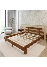 Resim Lotus New Model Ceviz Renk Ahşap Karyola Ve İki Komodin Set-144 90 x 190 