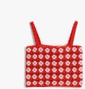 Resim Koton Crop Kroşe Üst Kırmızı Desenli 2skg90005at 2SKG90005AT4D0 Kırmızı 