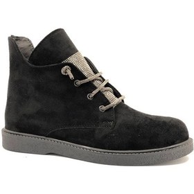 Resim Feles Kauçuk Kaymaz Taban Taş Bağcık Detaylı Kadın Bot Siyah 