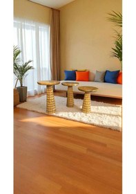 Resim Simillo 3 Lü Ahşap Mantar Sehpa Seti Koyu Ceviz Renkli Masif Doğal Zigon Ve Yan Sehpa - Wooden Side Table Koyu Ceviz 