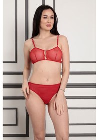 Resim Kırmızı Tül Sütyen Takım - 879 Kırmızı 