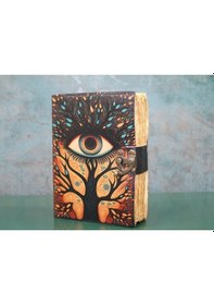 Resim Büro Ev Ofis Hediyesi İçin Göz Motif Deri Defter 