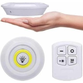 Resim Astraltech Yapışkanlı 3'lü Spot LED Işık Lamba Montajsız Pilli Uzaktan Kumandalı 