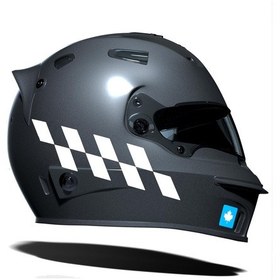 Resim Süt Beyaz Damalı Kask Motosiklet Sticker Takımı Çınar Extreme 