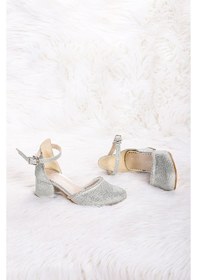 Resim Ressa Çupra Taşlı Kız Çocuk 5 Cm Topuklu Sandalet Abiye Ayakkabı Altın 